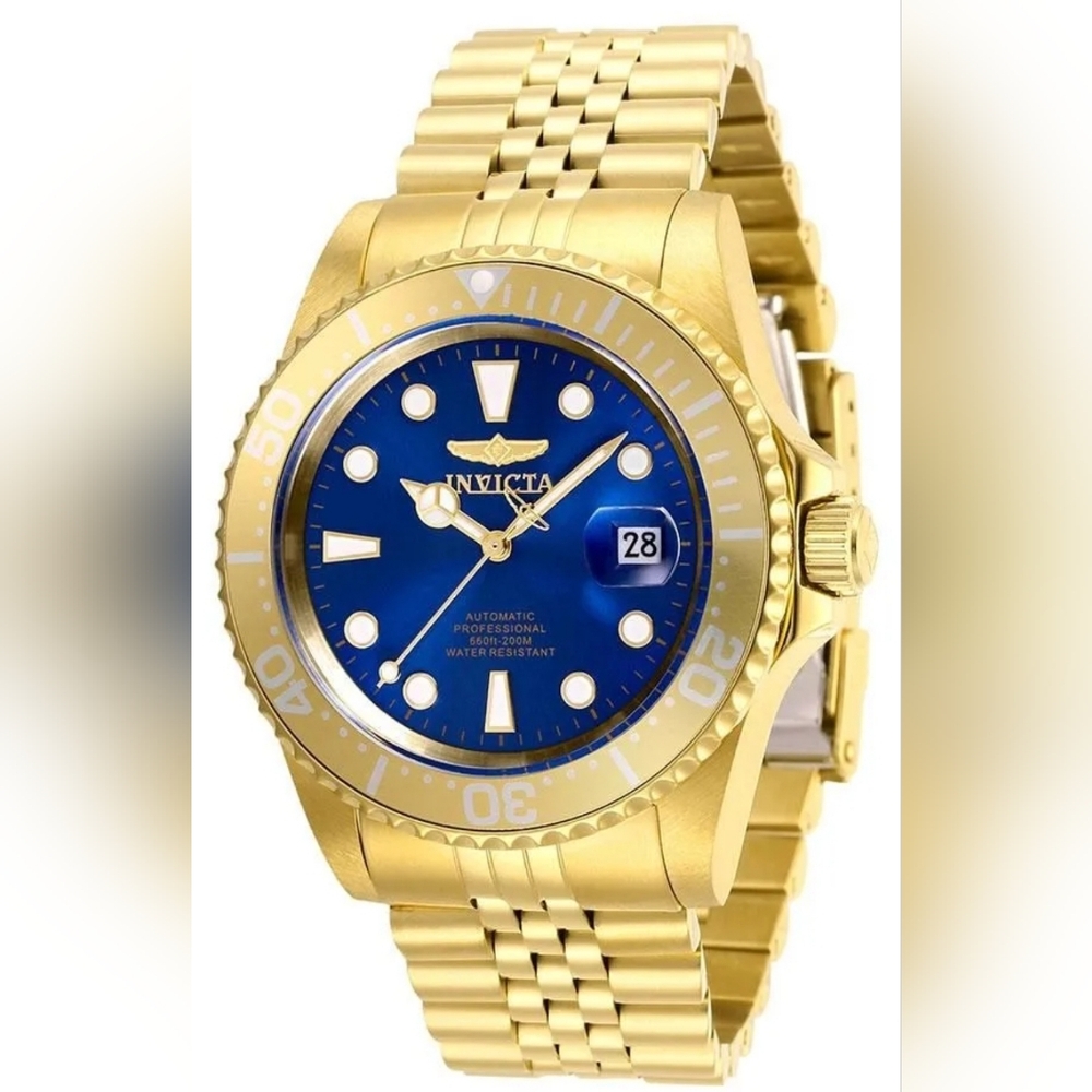 NEW Invicta Pro Diver Navigator Automatic Men's Watch 42mm Gold Blue Dial 30097